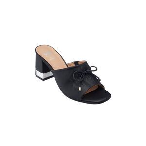 G.C. SHOES Womens Black Heel Stripe Adison Open Slip On Heeled Sandal 6
